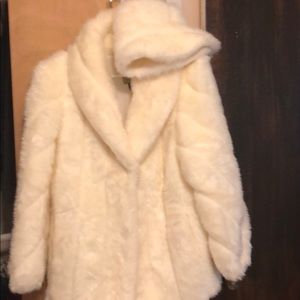 Ivory faux fur coat